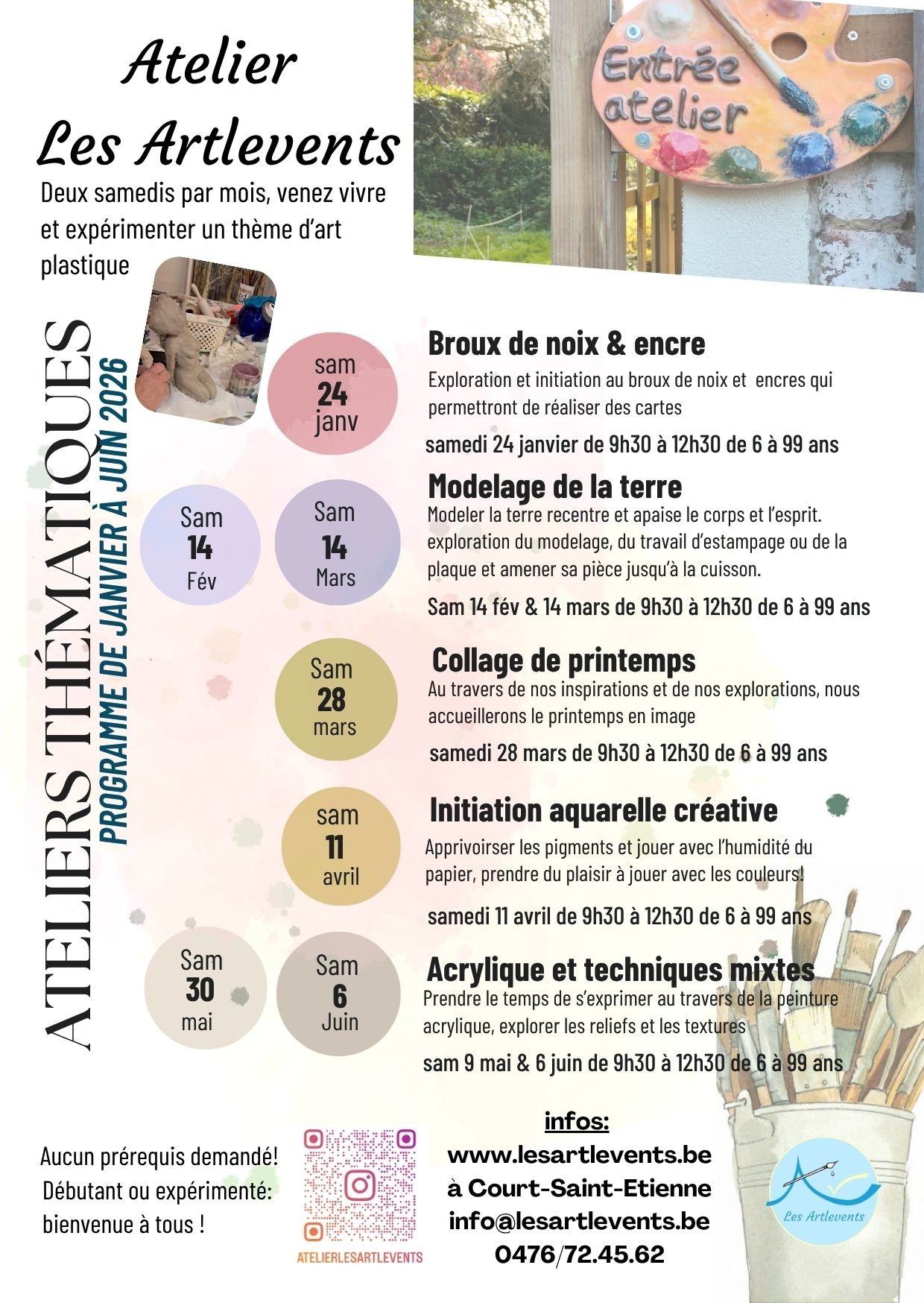 Document A4 Programme Évènements du Mois Moderne Beige Coloré (Invitations (Portrait))2 avril programme ateliers thémtiques samedi matin